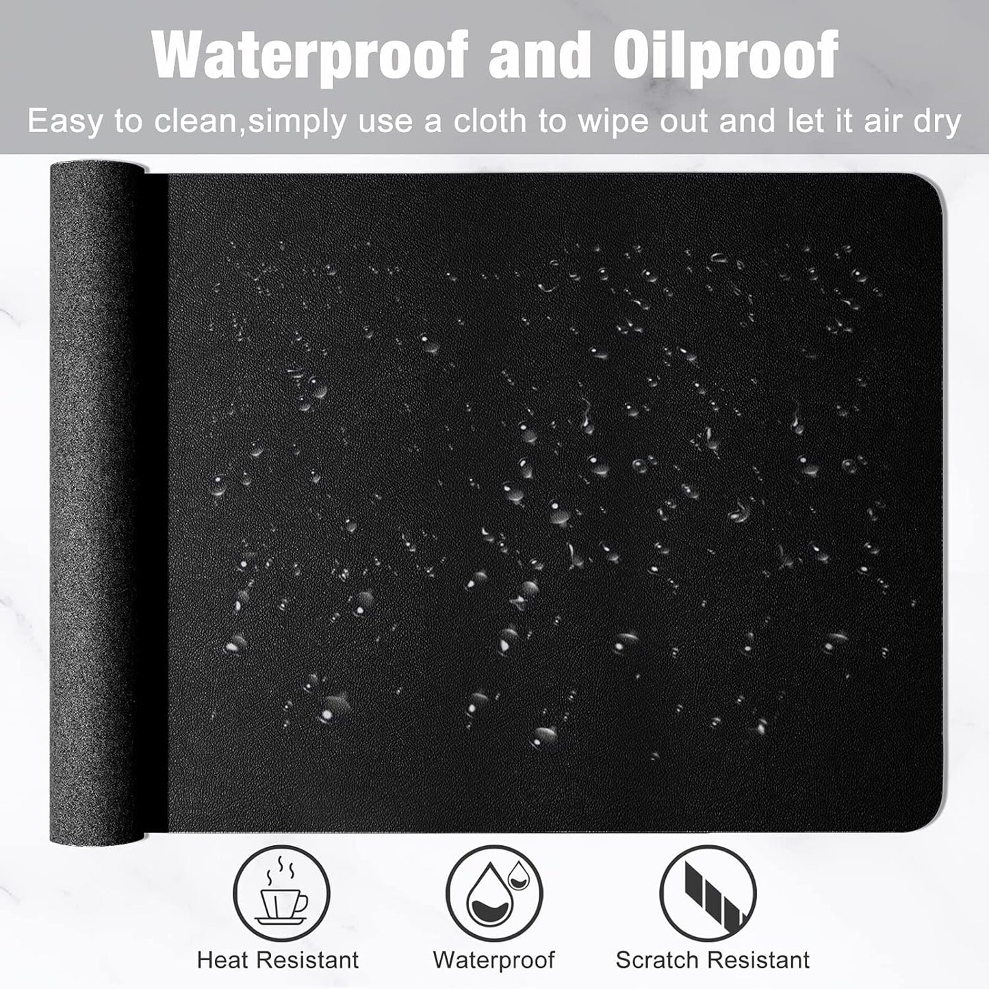 Hsurbtra Desk Pad, 23.6" x 13.8" PU Leather Desk Mat, M Extended Mouse Pad, Waterproof Desktop Blotter Protector, Non-Slip Ultra Thin Small Laptop Keyboard Writing Mat for Office Home, Pink