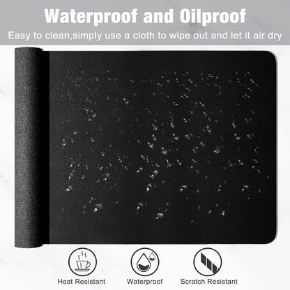 Hsurbtra Desk Pad, 23.6" x 13.8" PU Leather Desk Mat, M Extended Mouse Pad, Waterproof Desktop Blotter Protector, Non-Slip Ultra Thin Small Laptop Keyboard Writing Mat for Office Home, Pink