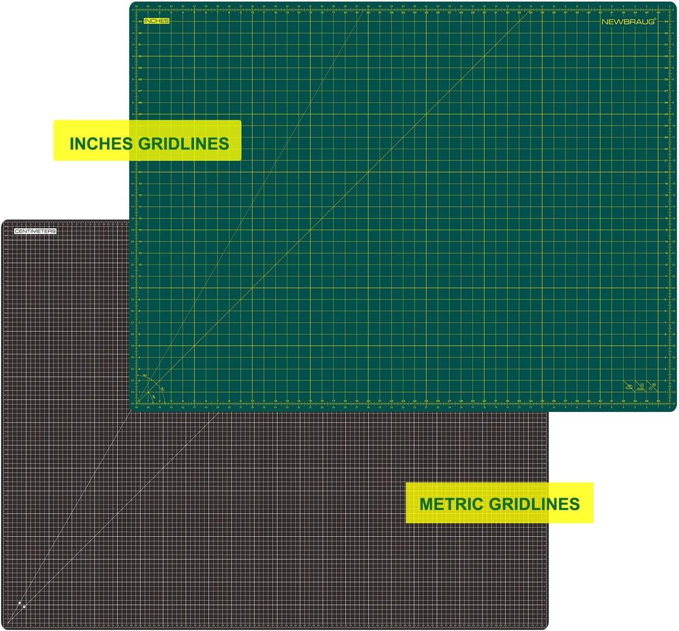 NEWBRAUG 18'' × 24'' Perfect Self Healing Cutting Mat, Non-Slip Gridded Rotary Cutting Board, Necessary for Quilting, Sewing, Craft, Fabric & Scrapbooking(Green/Black)…