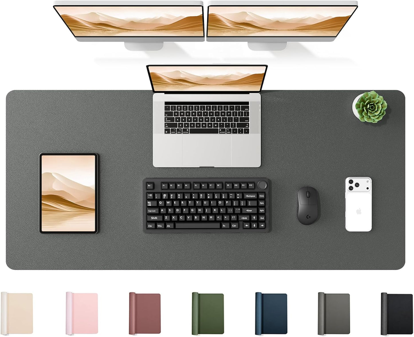 YSAGi 35.4" x 17" Large PU Leather Desk Mat for Keyboard and Mouse - Waterproof Non-Slip Desk Pad Protector for Office, Home, Writing Desk, Black