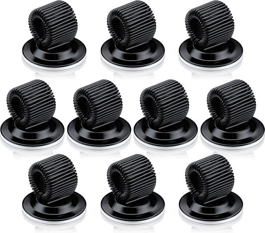 Outus 10 Pcs Silver Pen Holder Clips Manganese Steel Pen Holder Self Adhesive Pencil Organizer with Adjustable Spring Loop for Refrigerator Whiteboard Erase Board and Bulletin Board Map