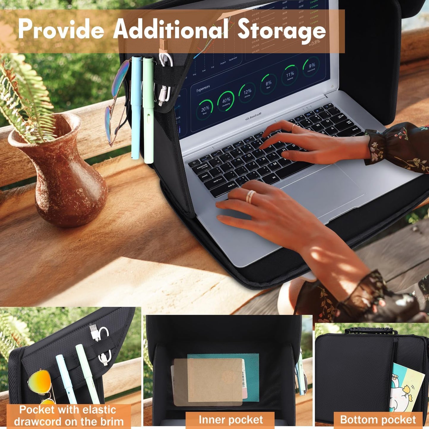 Laptop Sun Shade Laptop Sun Glare Shield Privacy Screen Hood Lightweight Laptops Sunshade Bag for Working Outside Portable Shield Cover 12-14'' (Patent Pending)