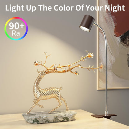 Dott Arts Desk Lamp,USB Clip On Light,Book Lights for Reading at Night,3 Color Modes,10 Brightness Clamp Lights,360° Gooseneck LED Reading Light for Books in Bed,Eye-Care for Home Office,Headboards