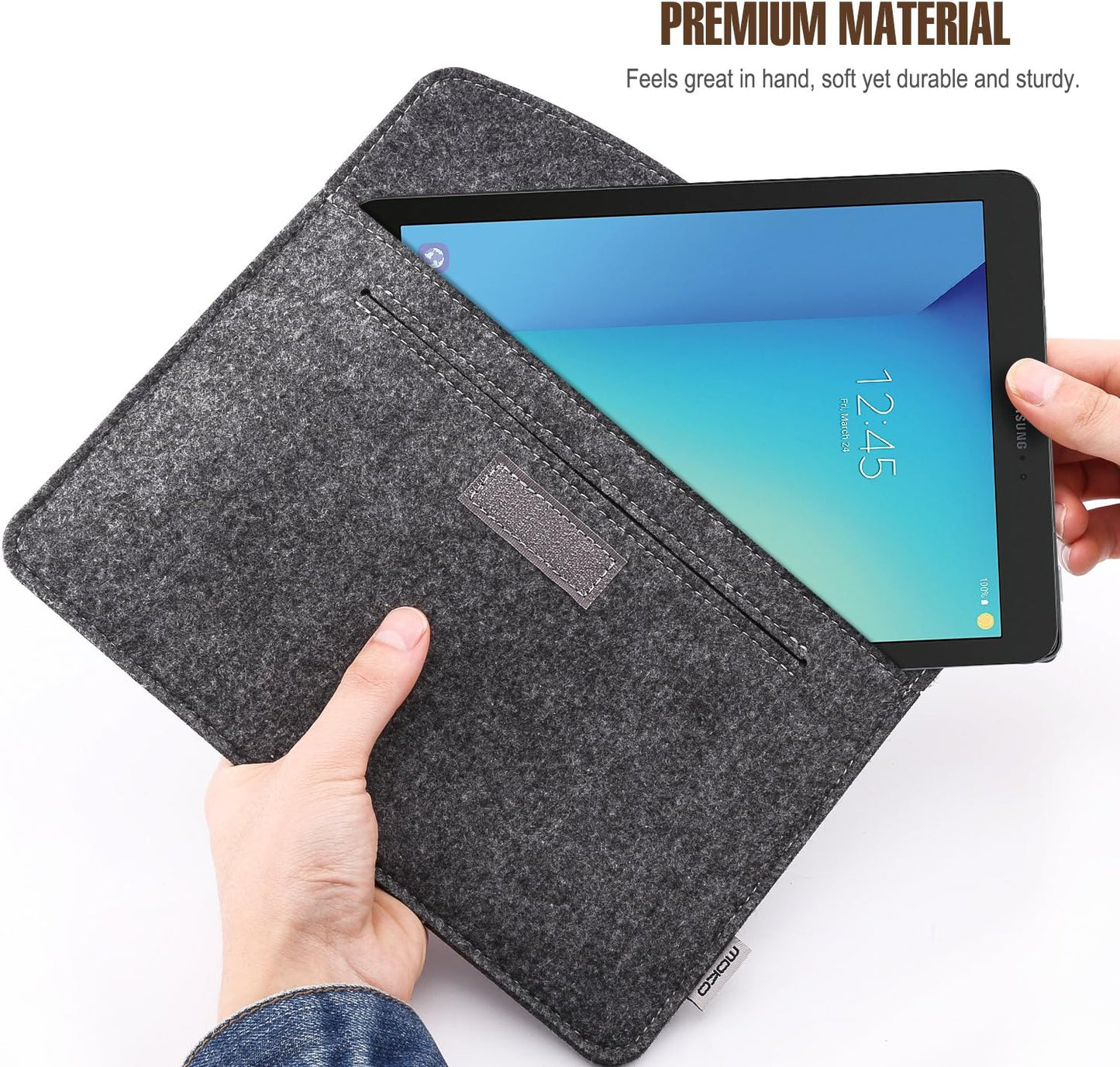 MoKo 9-11 Inch Felt Tablet Sleeve Bag Carrying Case Fits with New 11-inch iPad Air M2, New 11-inch iPad Pro M4, iPad 10th Gen 10.9, iPad 9/8/7th 10.2, iPad Air 5/4th 10.9, iPad 9.7 - Dark Gray