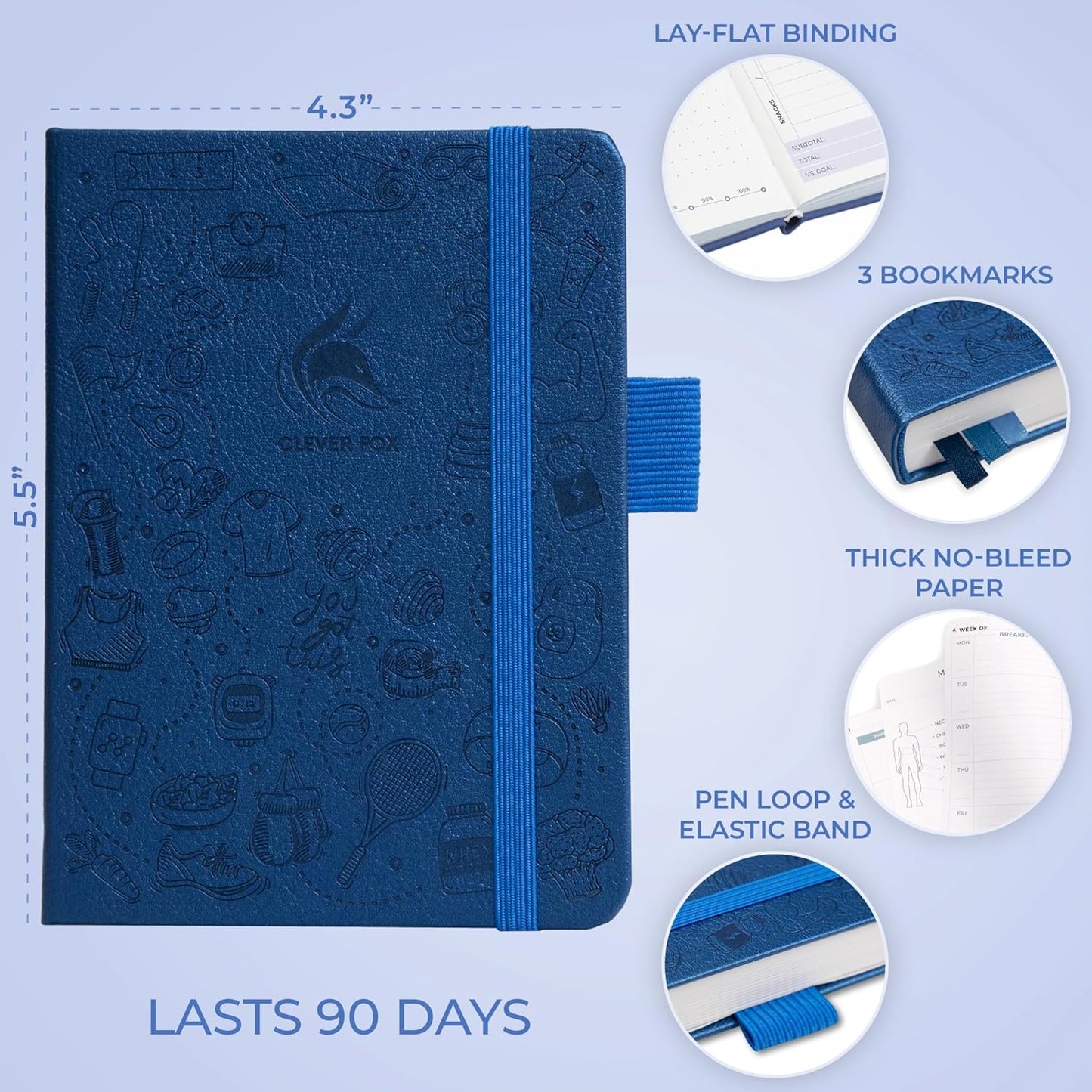 Clever Fox Fitness & Food Journal – Nutrition & Workout Planner for Women & Men – Diet & Gym Exercise Log Book with Calendars, Diet & Training Trackers - Undated, A5 Size, Hardcover (Forest Green)