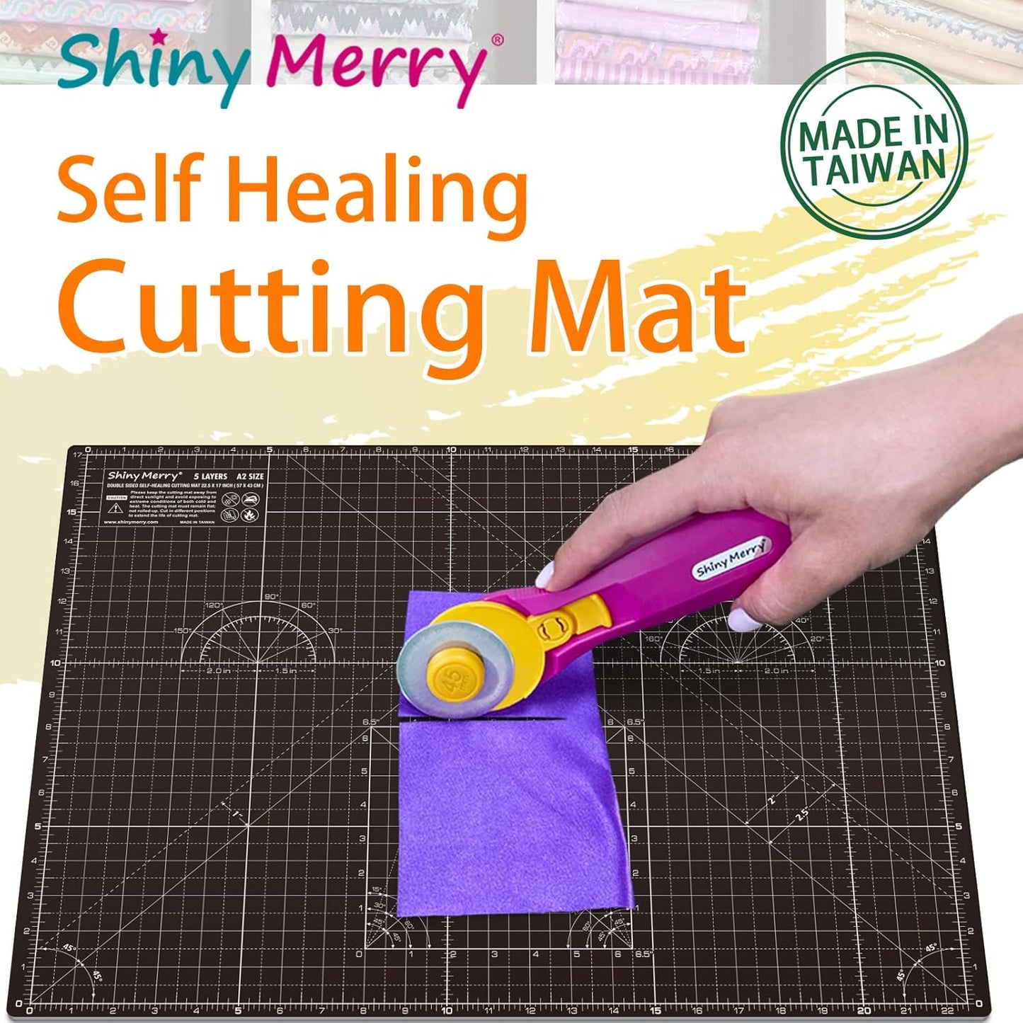 Self Healing Cutting Mat A3 12"x18" – Double Sided 5-Ply Craft Mat for Sewing, Quilting, Fabric, Scrapbooking – Pink/Purple