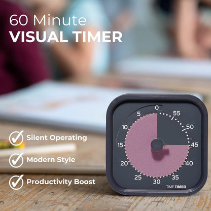 Time Timer MOD - Home Edition - Individual Sized 60 Minute Visual Countdown Timer for ADHD, Adults, Students, and Pomodoro with Silent Operation (Metallic Midnight)