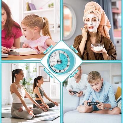 Kitchen Timer, 60-Minute Visual Timer for Kids & Adults, Wind Up Timer with Magnetic Backing, Loud Ring Timers for Classroom, Study, Cooking, Exercise