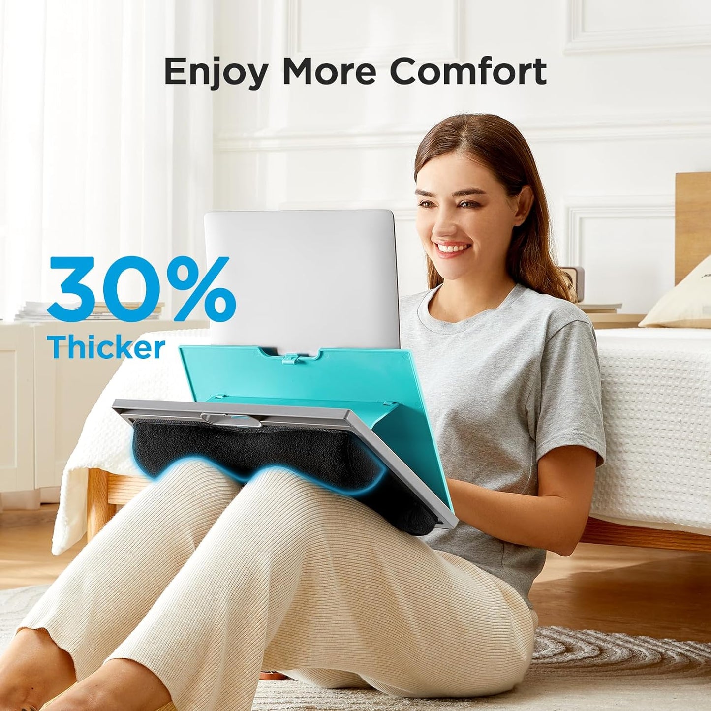 HUANUO Laptop Desk, Portable Laptop Stand Fits Up to 15.6 Inch Laptops, Adjustable with 8 Angles Lap Desks for Adults - Dual Cushion Desk for Sofa, Bed, Car or Work Table