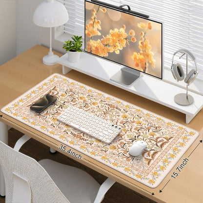 iCasso Desk Mat for Keyboard and Mouse, Large Mouse Pad, Desk Pad Mat, Anti-Slip Big Mousepad with Stitched Edges for Computer Desktop(Deep Green)