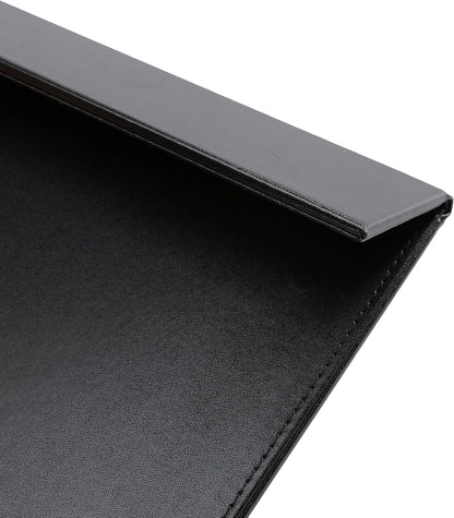 24" x 18" Leather Desk Blotter with Top Rail for Writing Leather Executive Desk Pad Protector Desk Mat for Office Home Workplace Black