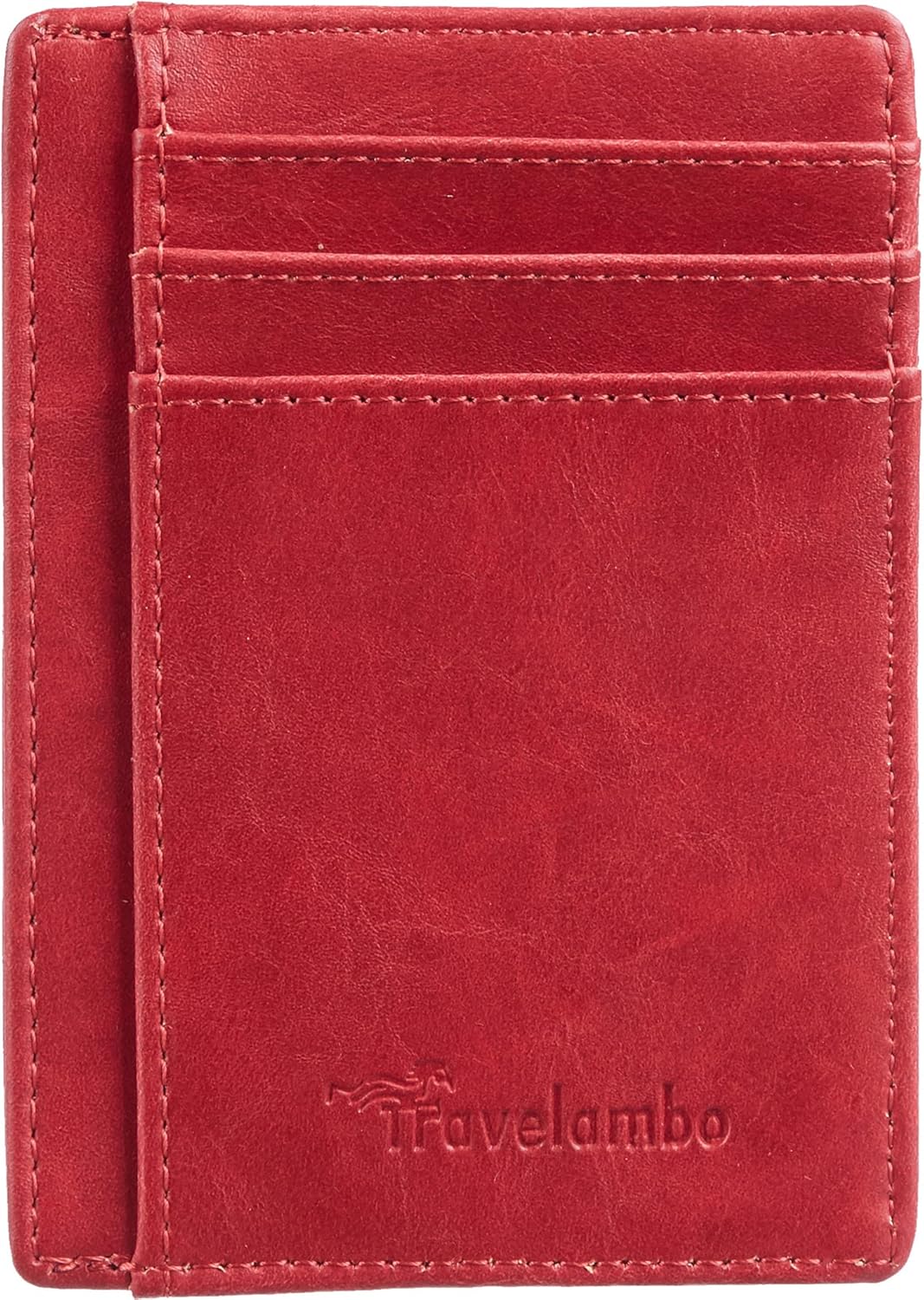 Travelambo Slim Wallet Front Pocket Minimalist Leather RFID Blocking Medium Size