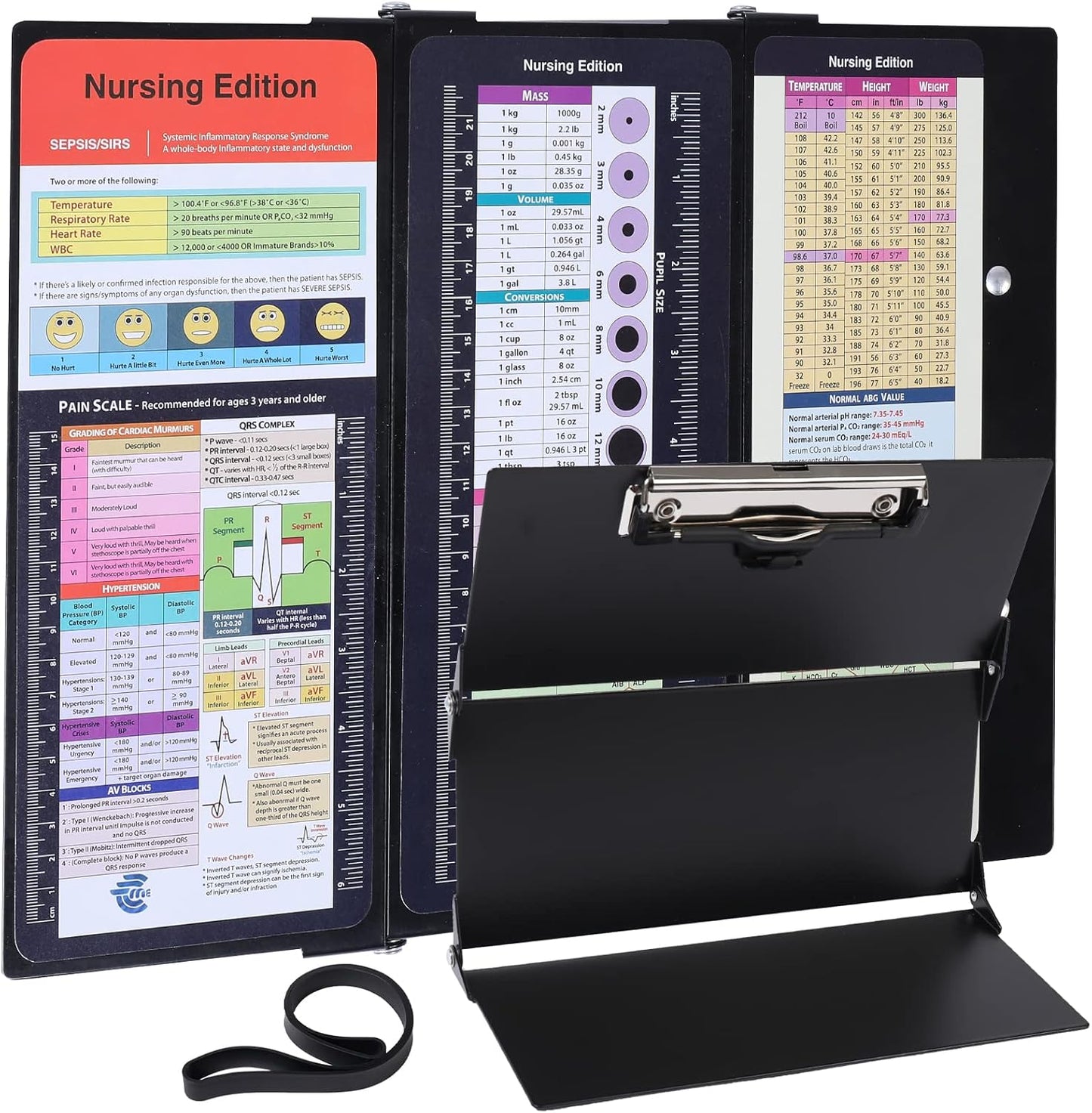 Foldable Nursing Clipboard with Storage - Portable & Compact Medical Clipboard for Nurses, Doctors, and Students - Includes Medical Reference Cheat Sheets and Pen Holder(Purple)