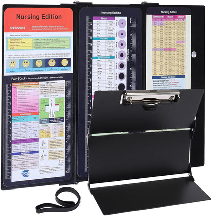 Foldable Nursing Clipboard with Storage - Portable & Compact Medical Clipboard for Nurses, Doctors, and Students - Includes Medical Reference Cheat Sheets and Pen Holder(Purple)