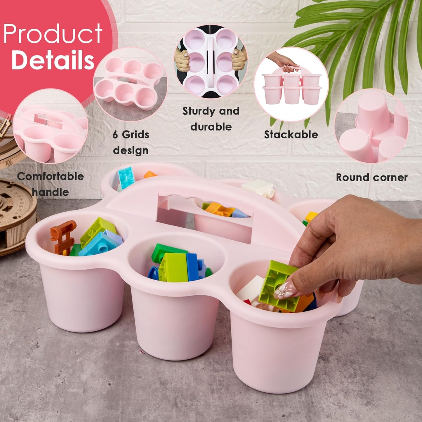 2 Pack Classroom Caddy For School,Kidsroom,Pencil Holder,Plastic Cup Caddy for Drink Delivery (Blue)
