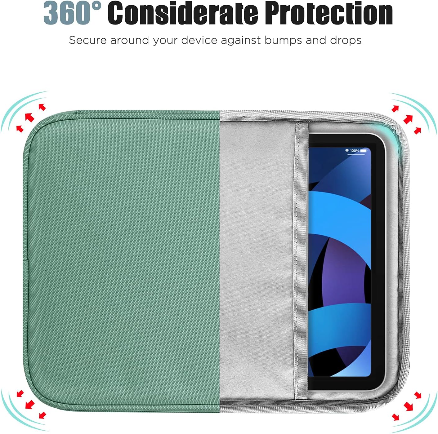 TiMOVO 9-11" Tablet Sleeve Bag for iPad 11-inch A16 2025, iPad 10.9"/10.2"| Air 11 Inch/5th/4th Gen. 10.9", Galaxy Tab A9+/A11Plus 11", Protective Bag with Pocket, Black