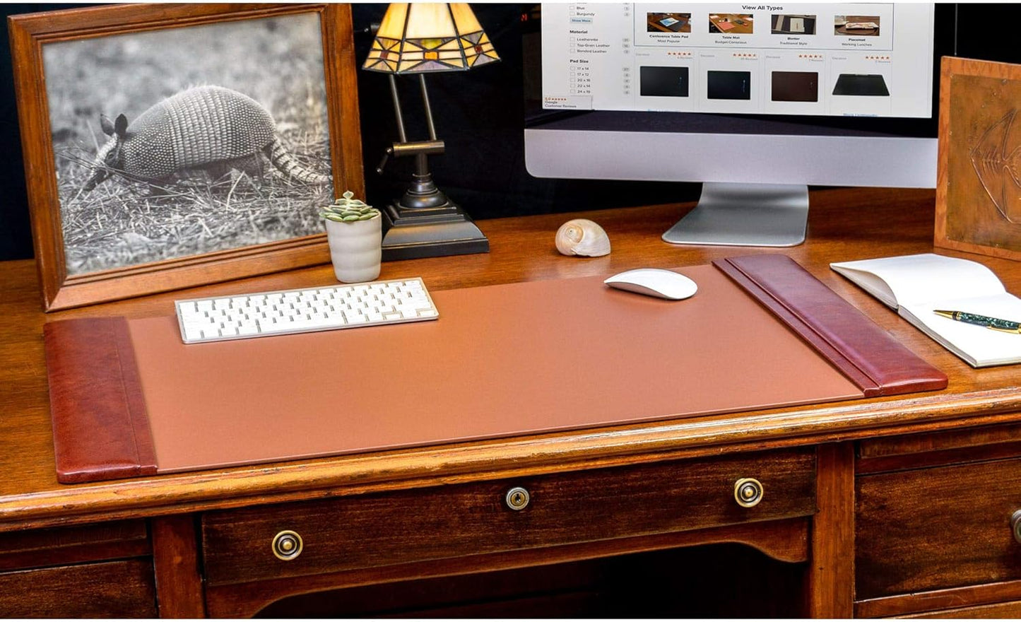 DACASSO Leather Desk Pad with Side Rails - Luxury Leather Desk Blotter for Writing - Executive Desk Surface Protector - (Chocolate Brown, 25.5 x 17.25”)