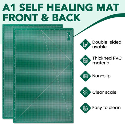 Large Cutting Mat 24"x36", 1 Pack Double-Sided 5-Ply Self Healing Sewing Cutting Mat, Cutting Mats Board for Crafts-Sewing, Fabric, Quilting, Scrapbooking Project