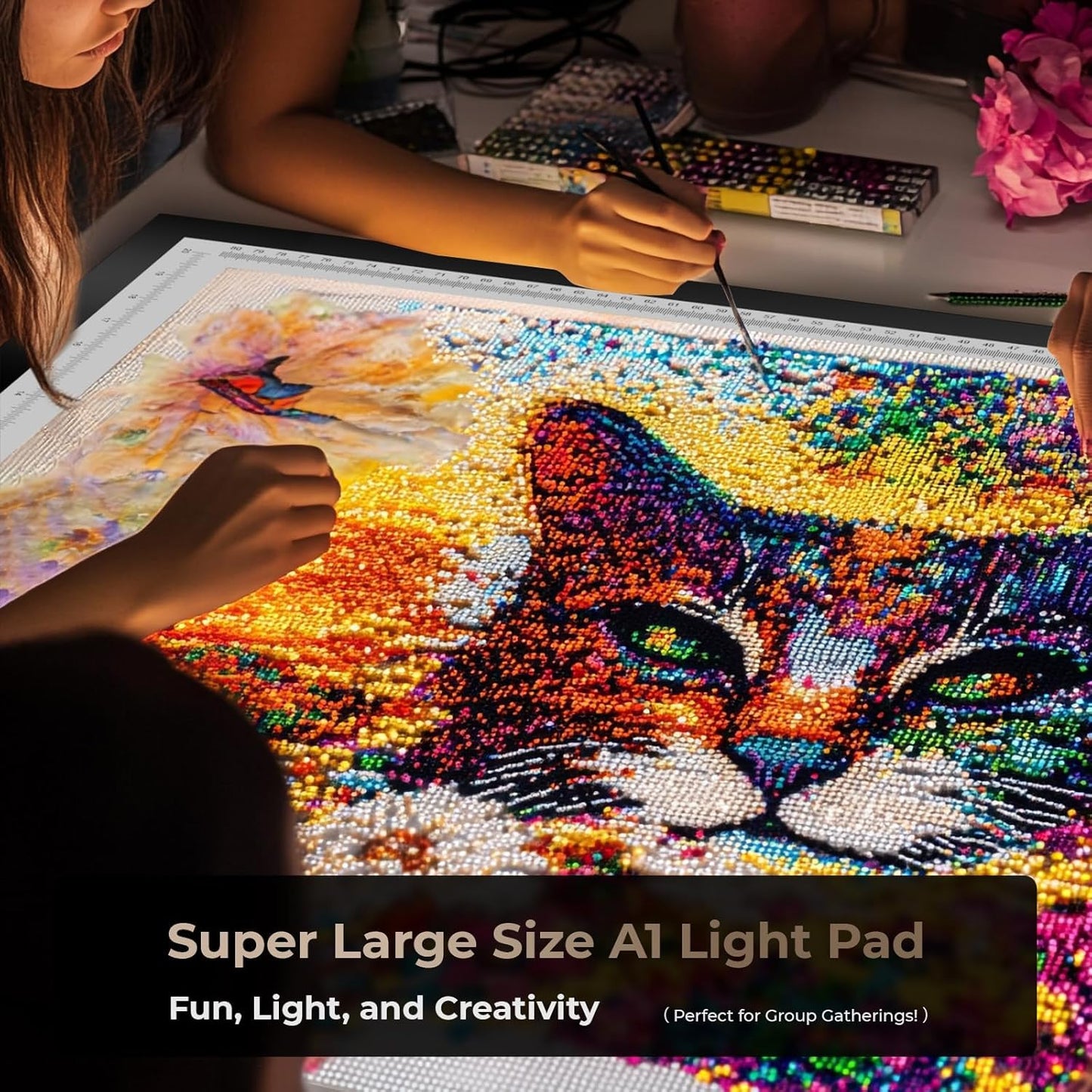 A2 Light Pad 26"x19", 10000+ LUX High Brightness, 3 Colors & 10-Level/Stepless Dimming,Light Board Extra Large with UL Adapter for Diamond Painting, Drawing, Tracing, Sketching-Aluminum Frame
