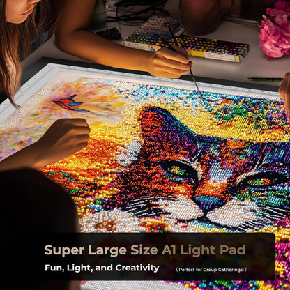 A2 Light Pad 26"x19", 10000+ LUX High Brightness, 3 Colors & 10-Level/Stepless Dimming,Light Board Extra Large with UL Adapter for Diamond Painting, Drawing, Tracing, Sketching-Aluminum Frame