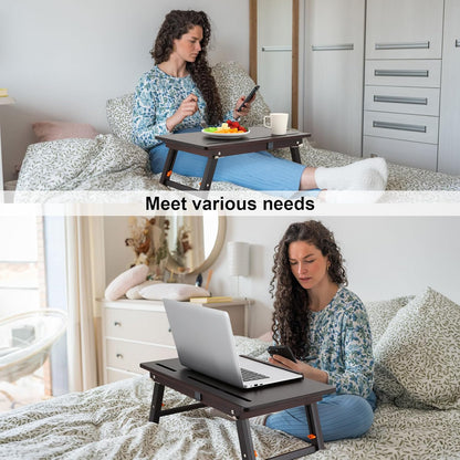 Nnewvante Drawing Table Foldable Drafting Desk with Adjustable Height & Angle Bamboo Drawing Board Easel with Tablet and Phone Slots for Painting, Drafting, Writing, Reading