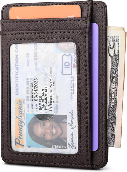 Buffway Slim Minimalist Front Pocket RFID Blocking Leather Wallets for Men and Women - Carbon Fiber Black - Colors B