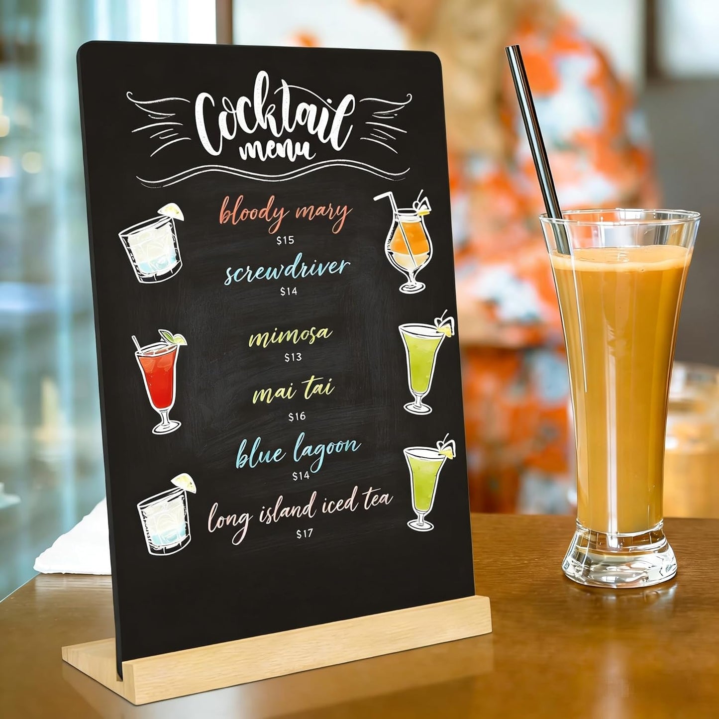 7.9x5.1 Desktop Chalkboard Sign with Wood Base, Message Board Menu Board Chalkboard for Shop Wedding Kitchen Home Party (3 Pack 7.9x5.1)
