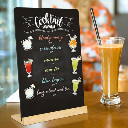7.9x5.1 Desktop Chalkboard Sign with Wood Base, Message Board Menu Board Chalkboard for Shop Wedding Kitchen Home Party (3 Pack 7.9x5.1)