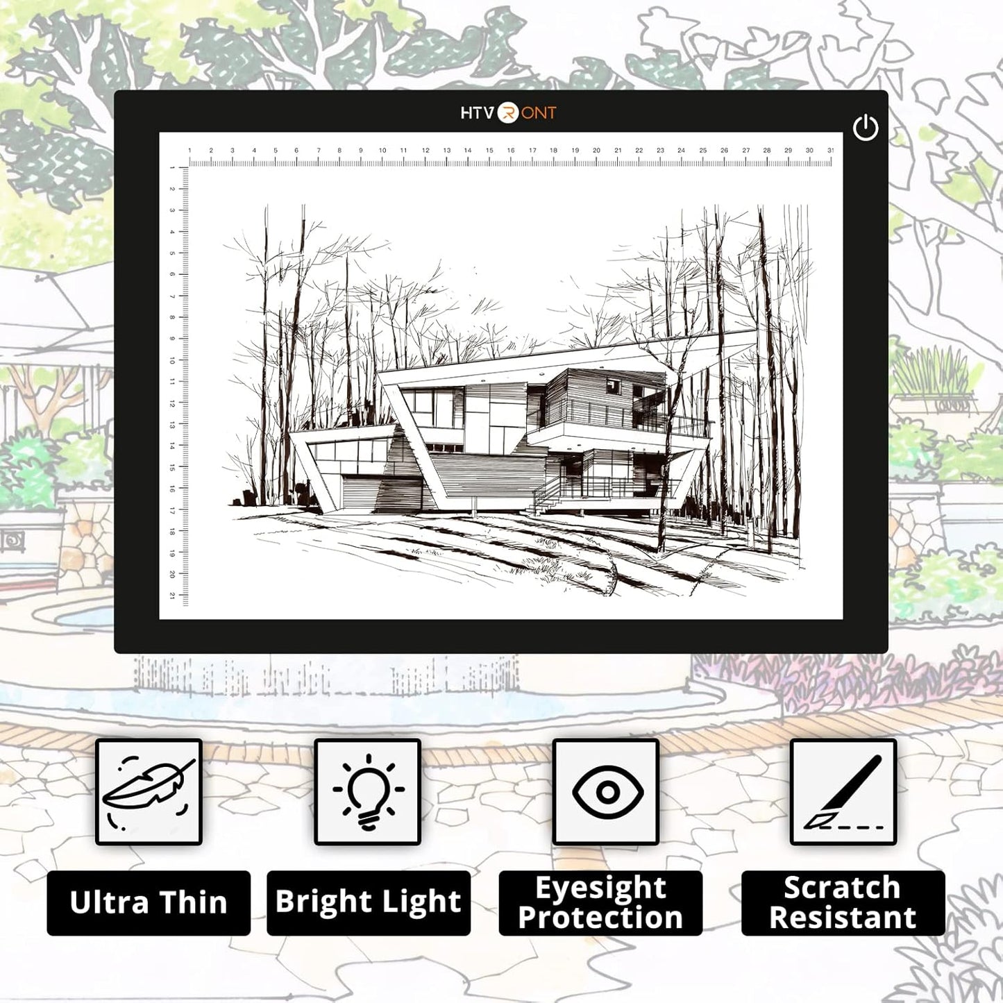 HTVRONT Portable A4 Led Bright Light Pad, Ultra-Thin & Adjustable Luminosity Light Board, USB Powered Black Light Box for Tracing, Weeding Vinyl, Weeding Tool, Diamond Painting, Sketching