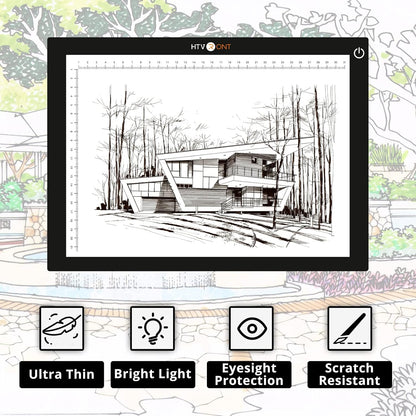 HTVRONT Portable A4 Led Bright Light Pad, Ultra-Thin & Adjustable Luminosity Light Board, USB Powered Black Light Box for Tracing, Weeding Vinyl, Weeding Tool, Diamond Painting, Sketching