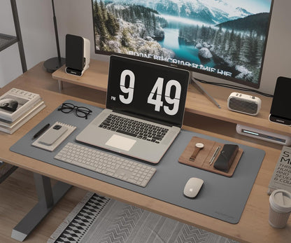 RENMTURE Desk Pad, Cork & PU Leather Desk Mat, Large Mouse pad, Non-Slip Desk Protector and Blotter, Waterproof Writing Pad, Desk Accessories and Organizers for Home Office (Light Yellow, 32"x16")