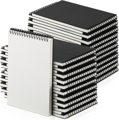 Engrowtic 6 Pack Graph Paper Spiral Notepad A5 Top Wirebound Notepad Grid Notebook Steno Pad Memo Notebook Grid Paper 140 Pages for Writing Sketching Drawing Office Supply (Black)