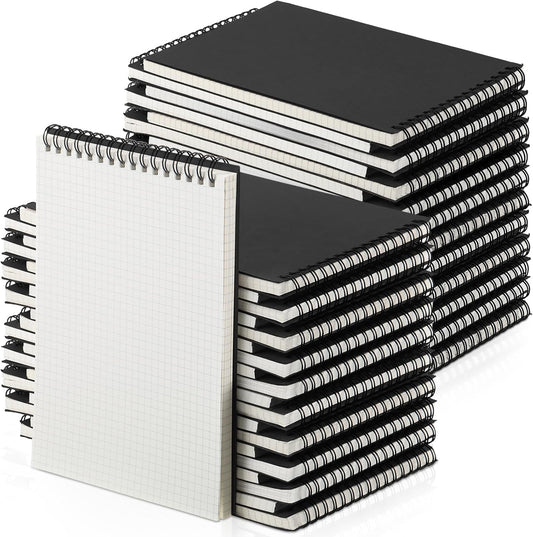 Engrowtic 6 Pack Graph Paper Spiral Notepad A5 Top Wirebound Notepad Grid Notebook Steno Pad Memo Notebook Grid Paper 140 Pages for Writing Sketching Drawing Office Supply (Black)