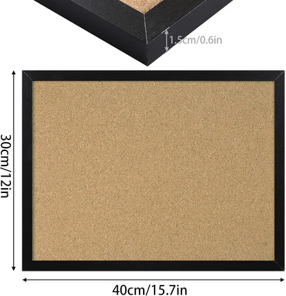 FEBSNOW Cork Board Bulletin Board 15.7 x 12 Inches with Rectangle White Frame Hanging Pin for Office Home Message Board or Vision Board Decoration