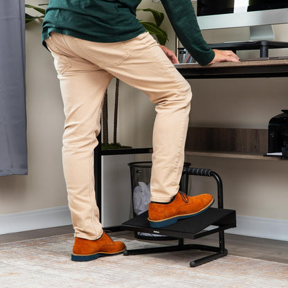 Mind Reader Foot Rest, Under Desk at Work, Ergonomic, Height Adjustable, Office, Plastic, Black