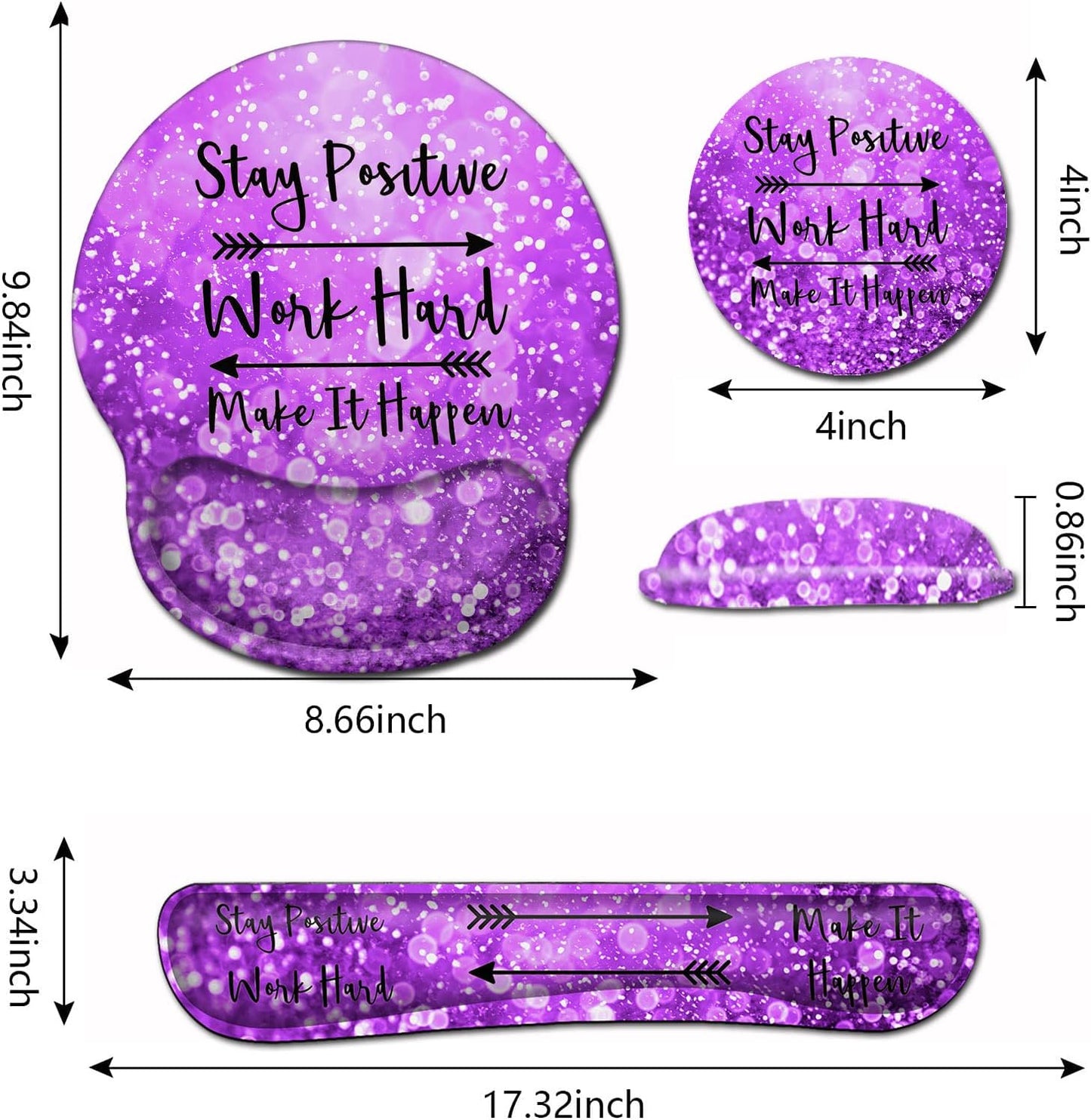 Mouse Pad with Wrist Support, Ergonomic Gel Mouse Pad Beautiful Flowers,Pink Hyacinths on Wood Panel，Non-Slip Durable, Memory Foam Keyboard Wrist Rest, Suitable for Office Typing Games