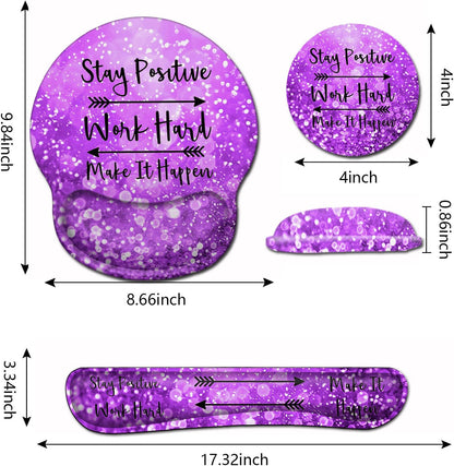Mouse Pad with Wrist Support, Ergonomic Gel Mouse Pad Beautiful Flowers,Pink Hyacinths on Wood Panel，Non-Slip Durable, Memory Foam Keyboard Wrist Rest, Suitable for Office Typing Games