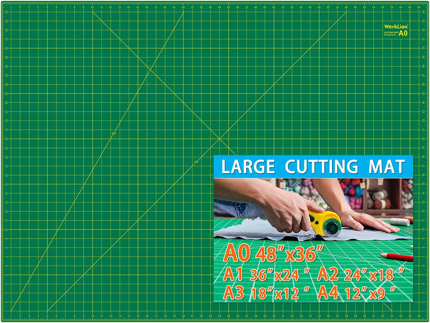 Worklion Self Healing Cutting Mat for Craft-Thickened 18inch x 12inch fabric sewing mat for quilting,rotary cutting, nonslip