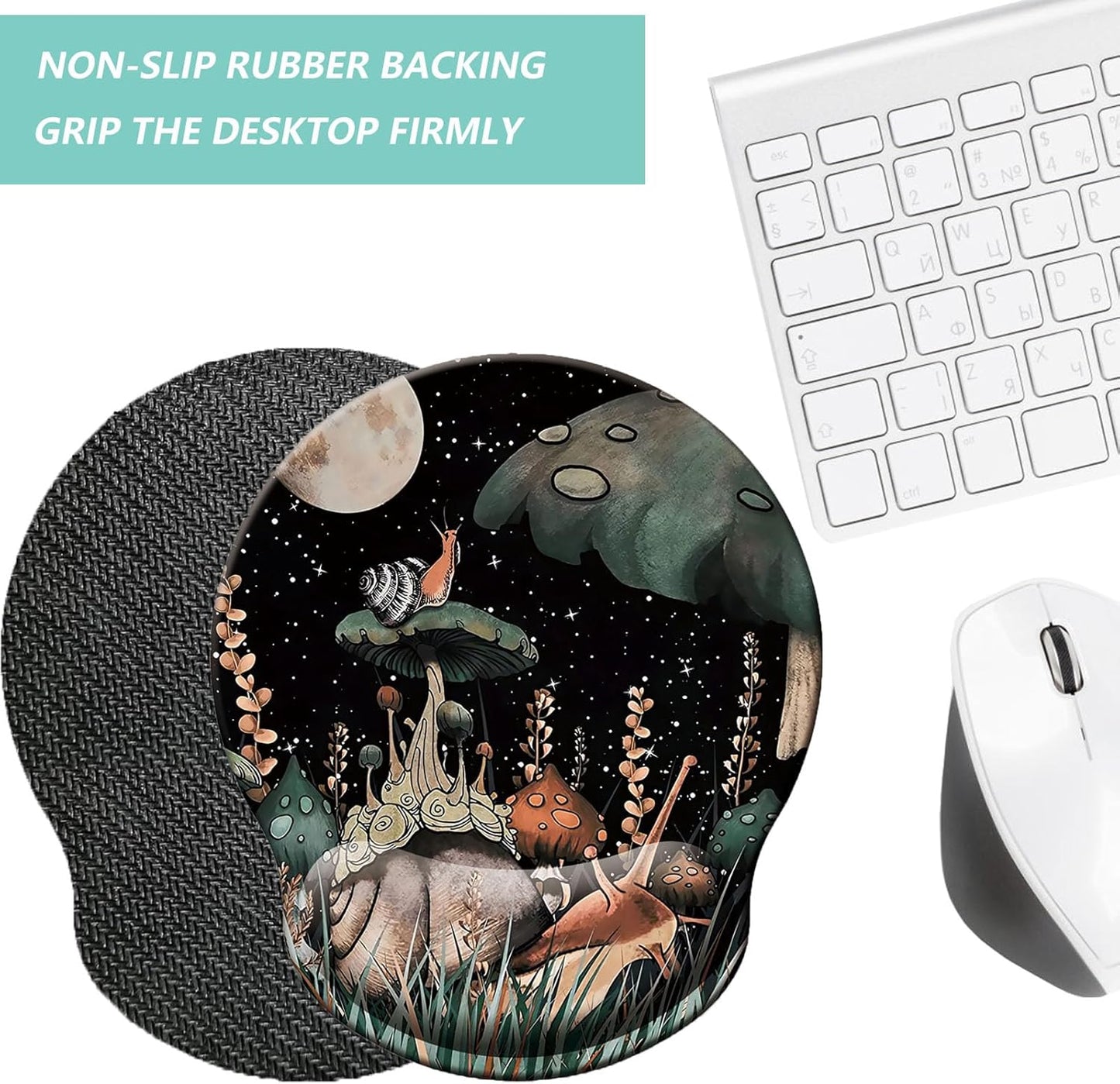 Mouse Pad with Wrist Support, Ergonomic Mouse Pad with Memory Foam Wrist Rest Cushion, Non-Slip Rubber Base Gaming Mice Pad for Home Office Computer Laptop, Flowers Grass