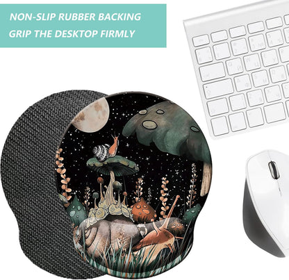 Mouse Pad with Wrist Support, Ergonomic Mouse Pad with Memory Foam Wrist Rest Cushion, Non-Slip Rubber Base Gaming Mice Pad for Home Office Computer Laptop, Flowers Grass