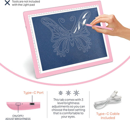 iVyne Rechargeable A4 Light Pad for Tracing & Weeding - LED Light Board for Weeding Vinyl - for Cricut Vinyl Weeding Tools - Ultra-Thin & Portable - Perfect for Artists & Crafters - Pink