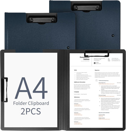 souG 4Pcs Clipboard Foldable,360°Cover Folder Clipboard Plastic Clipboards with Double Low Profile Clip,File Folder Storag Clipboards for A3 A4 Paper, Clip Boards for Office School Supplies (4 Colors)