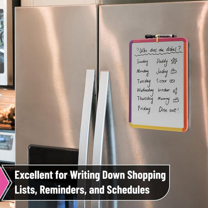 Mr. Pen- Dry Erase Board, 14” x 11” with a Black Dry Erase Marker, White Frame, Small Mini White Board for Students, Fridge, Wall, Locker, Includes Double Sided Tapes