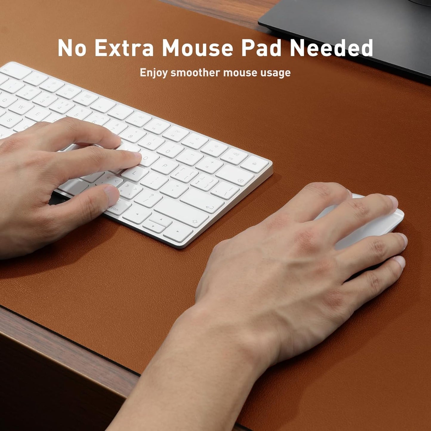 Aothia Leather Desk Pad Protector, Mouse Pad, Office Desk Mat, Non-Slip PU Leather Desk Blotter, Laptop Desk Pad, Waterproof Desk Writing Pad for Office and Home (Brown,23.6" x 13.7") - Colors A