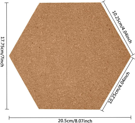HBlife Hexagon Cork Board Tiles 10 Pack Self-Adhesive Corkboards for Wall Pin Board Decorative Bulletin Board for Office Home Kitchen with 50 Multi-Color Push Pins