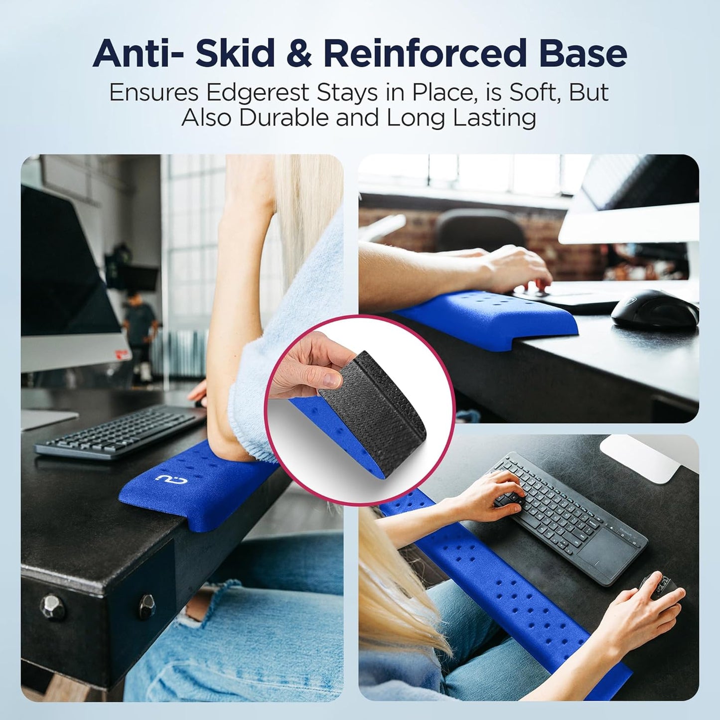 EdgeRest PostureUp L-Shaped Desk Long Wrist Rest Elbow, Forearm & Wrist Comfort Support for Table or Desk Edge, Non-Slip, Memory Foam Padding, Ergonomic Design for Work, Universal Fit, Black