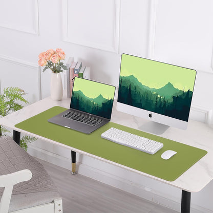AFIING Large Desk Mat 47" x 17", Dual-Sided Natural Cork & PU Leather Desk Pad, Non-Slip Waterproof Mouse Pad for Office, Home & Gaming, Black