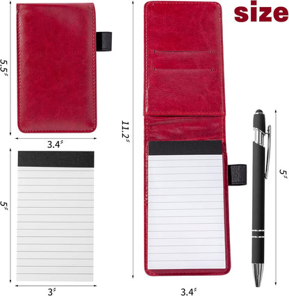 Camelmother 10 Pieces Small Notepad Holder Set Pocket Notebook 3 x 5 Inch with Pen