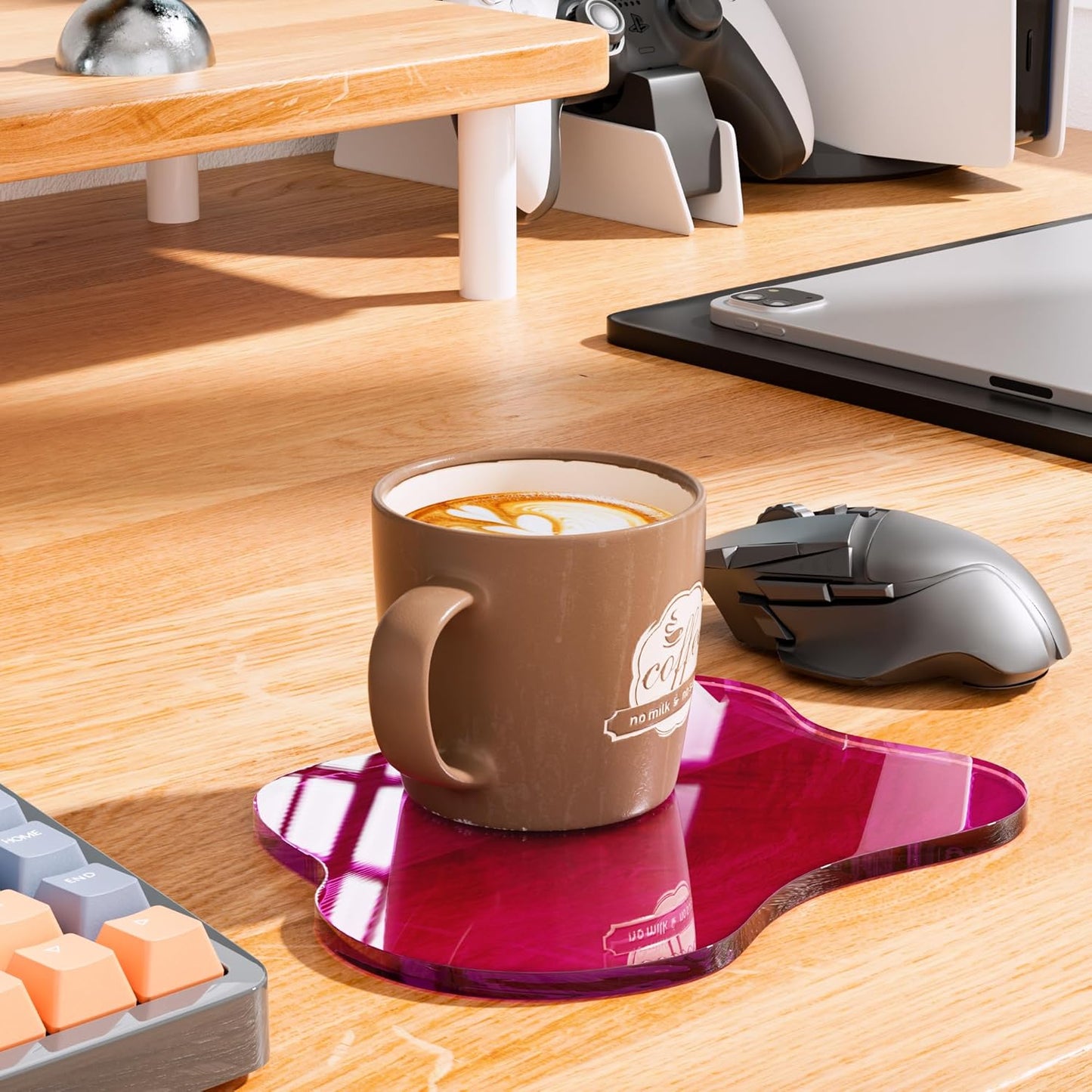 Acrylic Coaster Decorative Plates, Irregular Bar Drink Coaster, Clear Cloud Shape Coffee Cup Coaster, Perfect for Tabletop Protection and Accessories Display.(Gold)