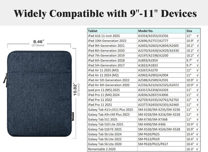 TiMOVO 9-11" Tablet Sleeve Bag for iPad 11-inch A16 2025, iPad 10.9"/10.2"| Air 11 Inch/5th/4th Gen. 10.9", Galaxy Tab A9+/A11Plus 11", Protective Bag Fit Smart Keyboard, Dusty Blue